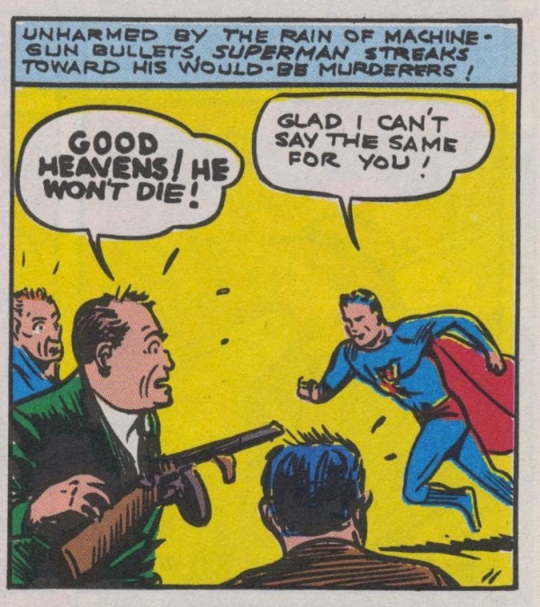 Супермен расправляется с гангстерами.