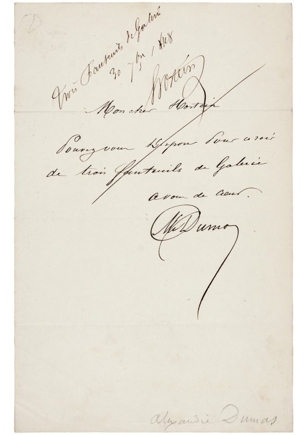 Красивый почерк Александра Дюма (отца)