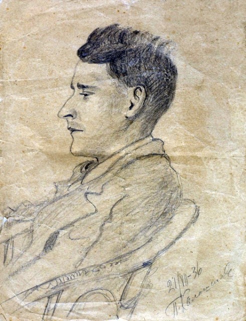 Портрет А. Кутуя. выполненный П. Калашниковым 21 июля 1936 г.