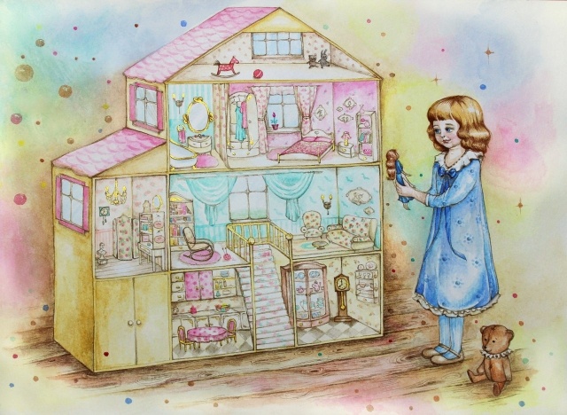 Иллюстрация Виктории Новиковой к сборнику сказок Юлианны Караман "Книжный шкаф леди"