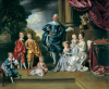 Король Георг III с королевой-консортом Шарлоттой и шестью их старшими детьми. Художник Иоганн Цоффани (1770 год)