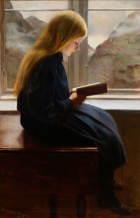  Gudmundsen-Holmgreen, Johan (1858-1912) Laesende lille pige, 1900