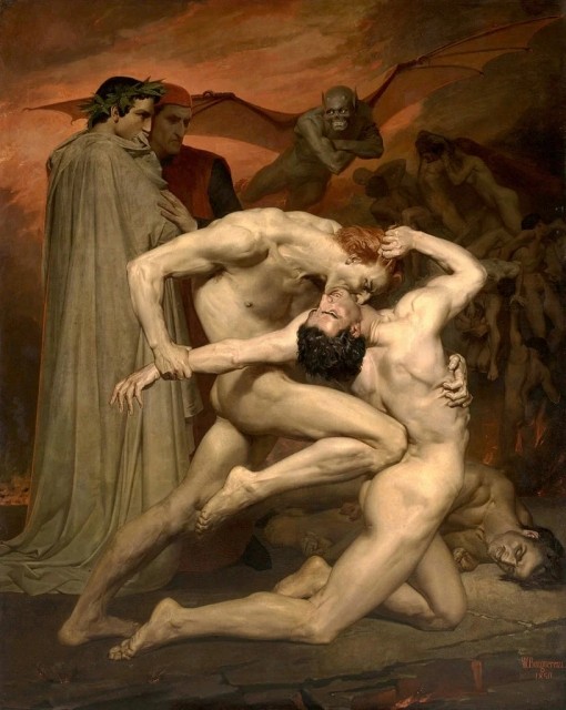 Вильям Бугро. Данте и Вергилий в аду. 1850 г.