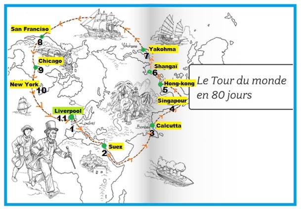 Вокруг света за 80 дней карта