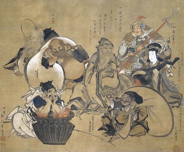 «Семь богов счастья», Хокусай Кацусика, Утагава Кунисада, Утагава Тоёкуни, Тории Киёнага, ок. 1810 г.